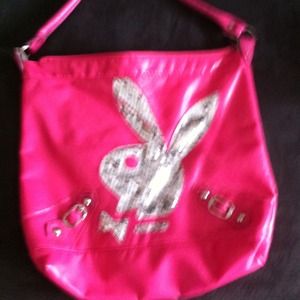 Hot Pink Playboy Purse ( gently used ) Med Size