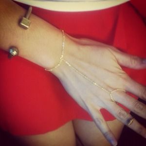 Gold tone boho hand chain