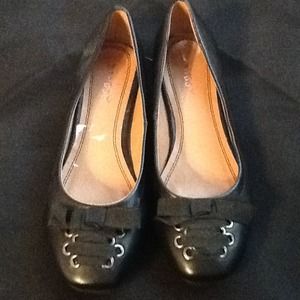 RESERVED Bamboo Black Flats with Ribbon Detail 6.5