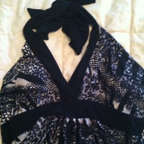 Long leopard mutltiprint V neck dress - Picture 2 of 2