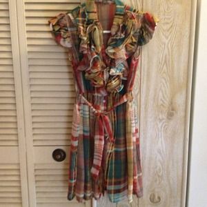 Plaid ruffle top dress