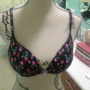 Victoria Secrets bra floral with Rhine stones.