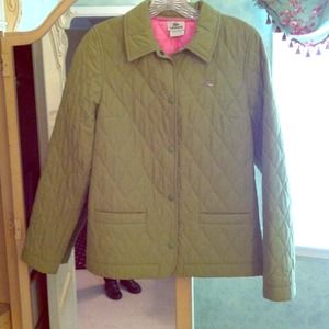 Lacoste Preppy Quilted Green Jacket w/ Pink Lining