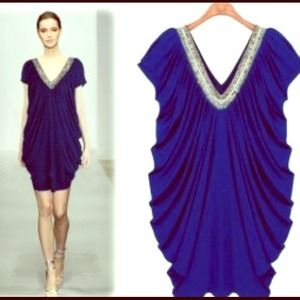 NWTBlue w/ Detailed V Neck Dress