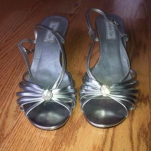 Metallic Silver Dress Wedges