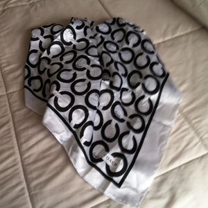 Coach black and white silk scarf