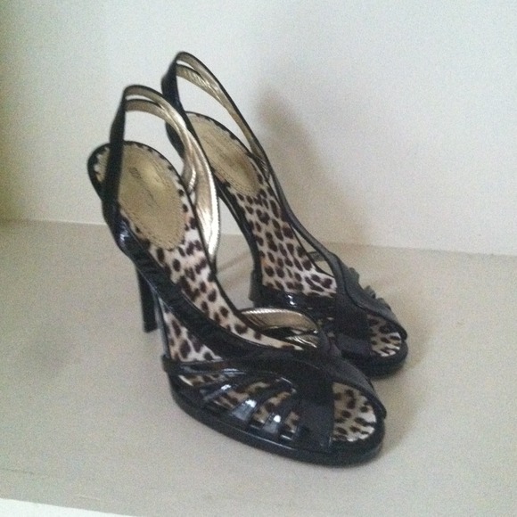 REDUCED! Roberto Cavalli black peep toe slingbacks