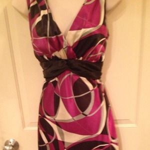 Purple, Blk & white v neck Dress