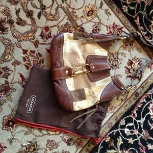 Like new Coach metallic patchwork hobo handbag