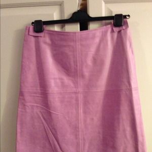 SOLD Knee length pink leather skirt