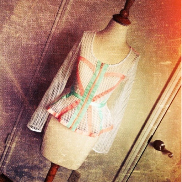 ♦SOLD♦Ivory Mesh Peplum Jacket