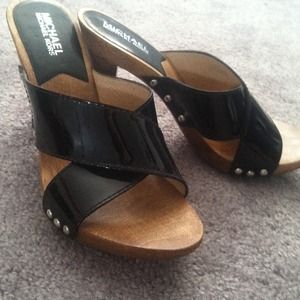 Wood heels black straps Michael kors make offer