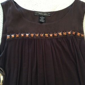 Brown, rhinestone soft cotton dress. Size XS.