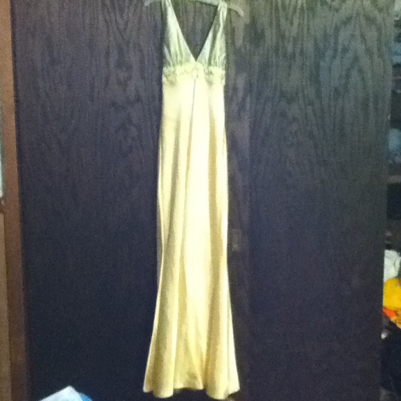 Yellow halter top prom dress