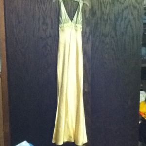 Yellow halter top prom dress
