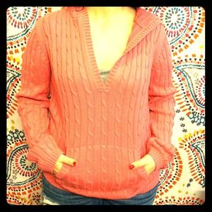 Warm and comfy salmon colored hoodie sweater