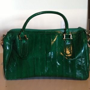 RESERVED Genuine Eel Skin Emerald Green Handbag