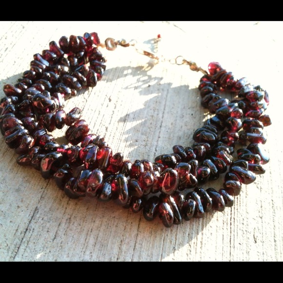 Layers genuine garnet bracelet