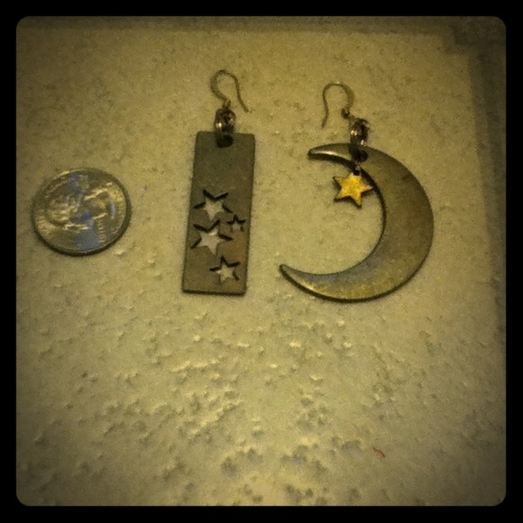 Reserved - Moon and star earrings