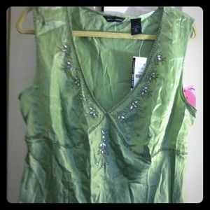NY&Co. Silky mint green top with sparkles