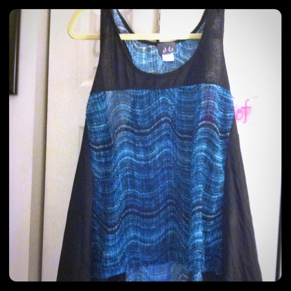 HOLD*****Sheer top black and turquoise