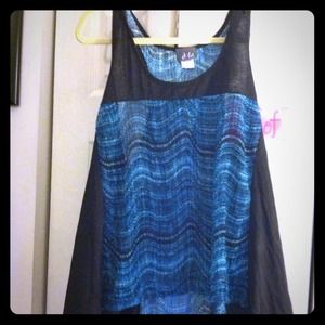 HOLD*****Sheer top black and turquoise