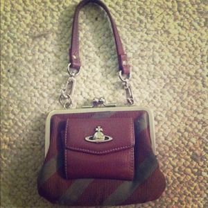 Sold Vivienne Westwood purse maroon n grey tartan