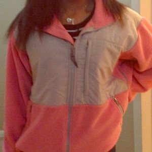 The North Face Denali jacket (pink and grey)