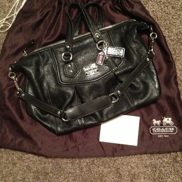 Black leather coach bag
