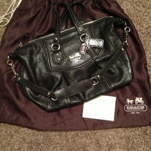 Black leather coach bag