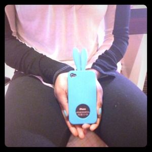 Bright baby blue bunny case for iPhone 4 and 4s.