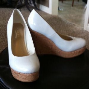 Cute white wedge shoes by Glaze