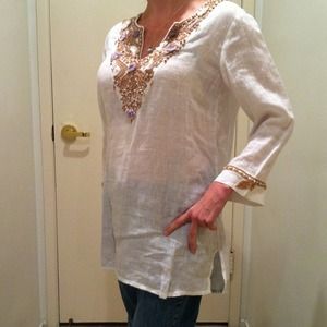 White tunic with beautiful beading.