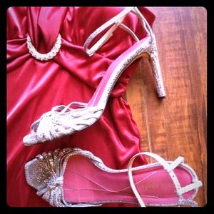 Kate Spade silver ankle strap heels