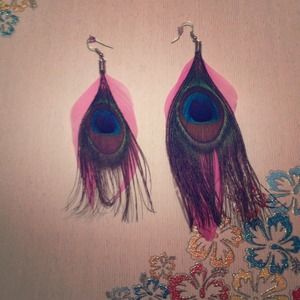 A pair of peacock earrings