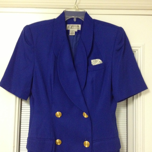Vintage Bright Blue Business Dress - Picture 2 of 4