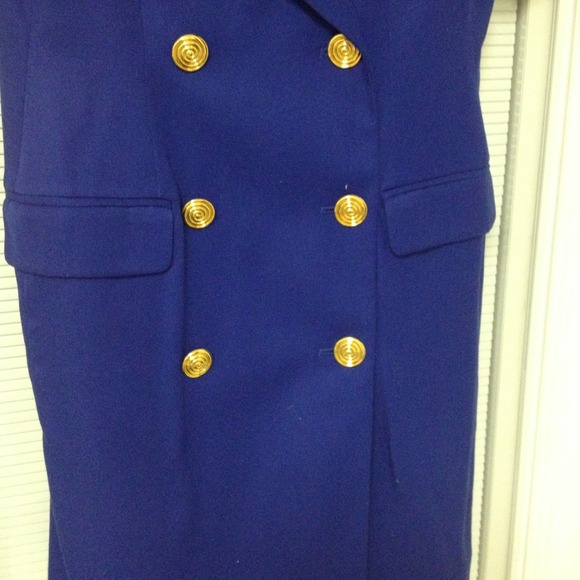 Vintage Bright Blue Business Dress - Picture 3 of 4