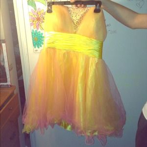 Yellow and pink formal dress  never worn