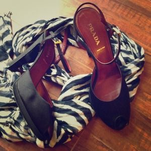 Prada Shoes - Prada satin peep platform & Charles David heels Prada Shoes - Prada satin peep platform & Charles David heels