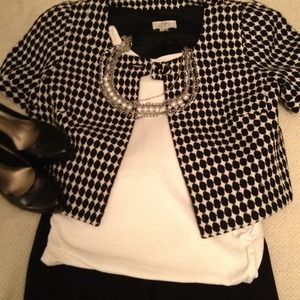 Loft cropped black and white jacket. Size 4.