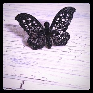 SOLD Black Butterfly Cocktail Ring 💖