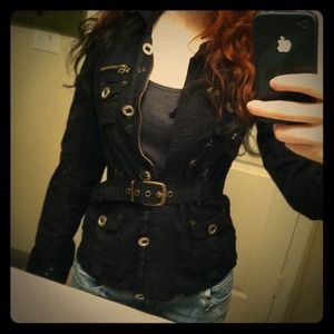 Edgy, black belted jacket