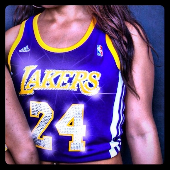 Adidas Tops - Custom Swarovski Crystal Adidas Lakers Jersey