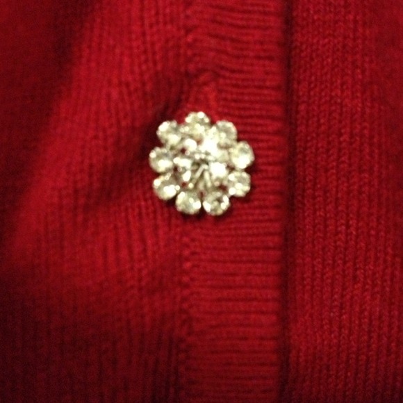 Red Cardigan Sparkle Buttons - Picture 2 of 4