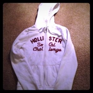 White Hollister zip hoodie💋