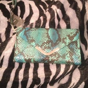 Turquoise & blue snake skin clutch Turquoise & blue snake skin clutch