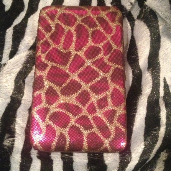 Magenta/gold wallet w/ cell phone holder