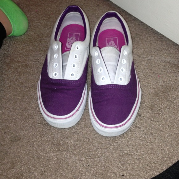 Purple & White Lace up Vans