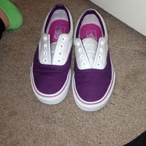 Purple & White Lace up Vans