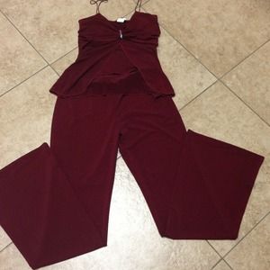 Burgundy Top and Bottom Set